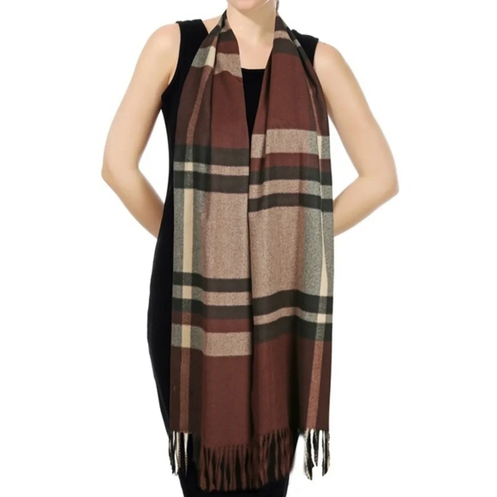 CASHMERE FEEL SCARF Brown/ Beige